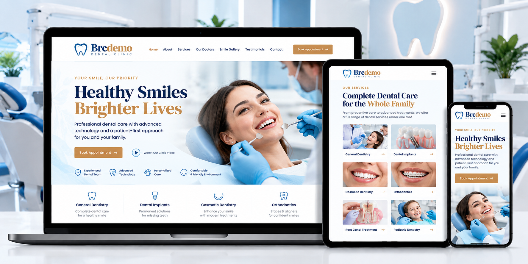Professional Dental Clinic and Business Website Showcase by BRC STAR Partner